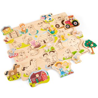 Peg Puzzle - Farm - 16 pieces - FSC® 100%-certified wood